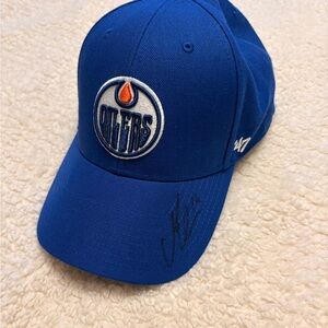 MATTAIS EKHOLM SIGNED Edmonton Oilers Blue '47  Hat 2025